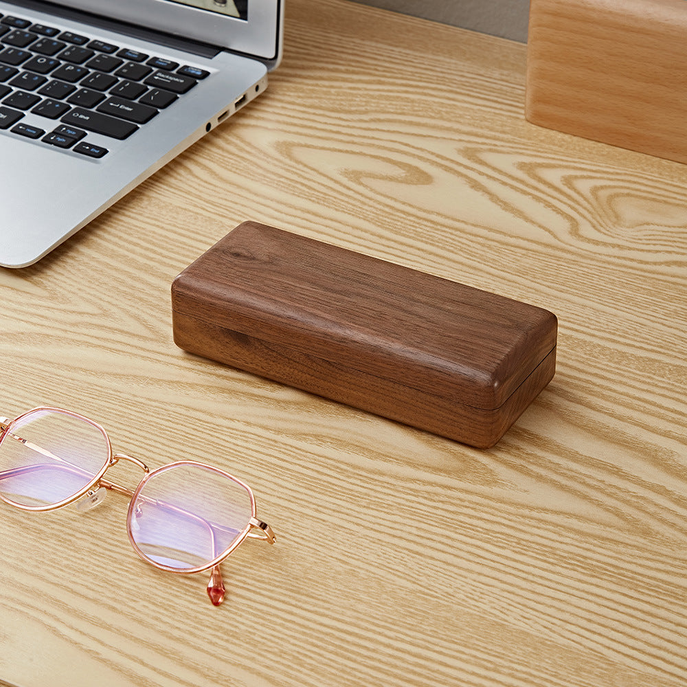 Solid Wood Glasses Case Black Walnut