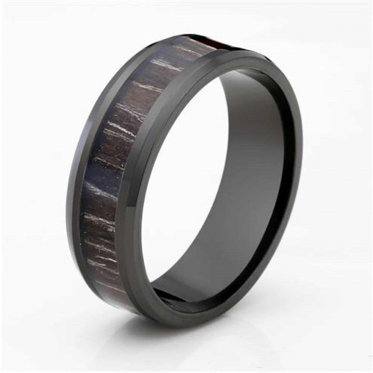 Fashion Simple Stainless Steel Ebony Pair Ring