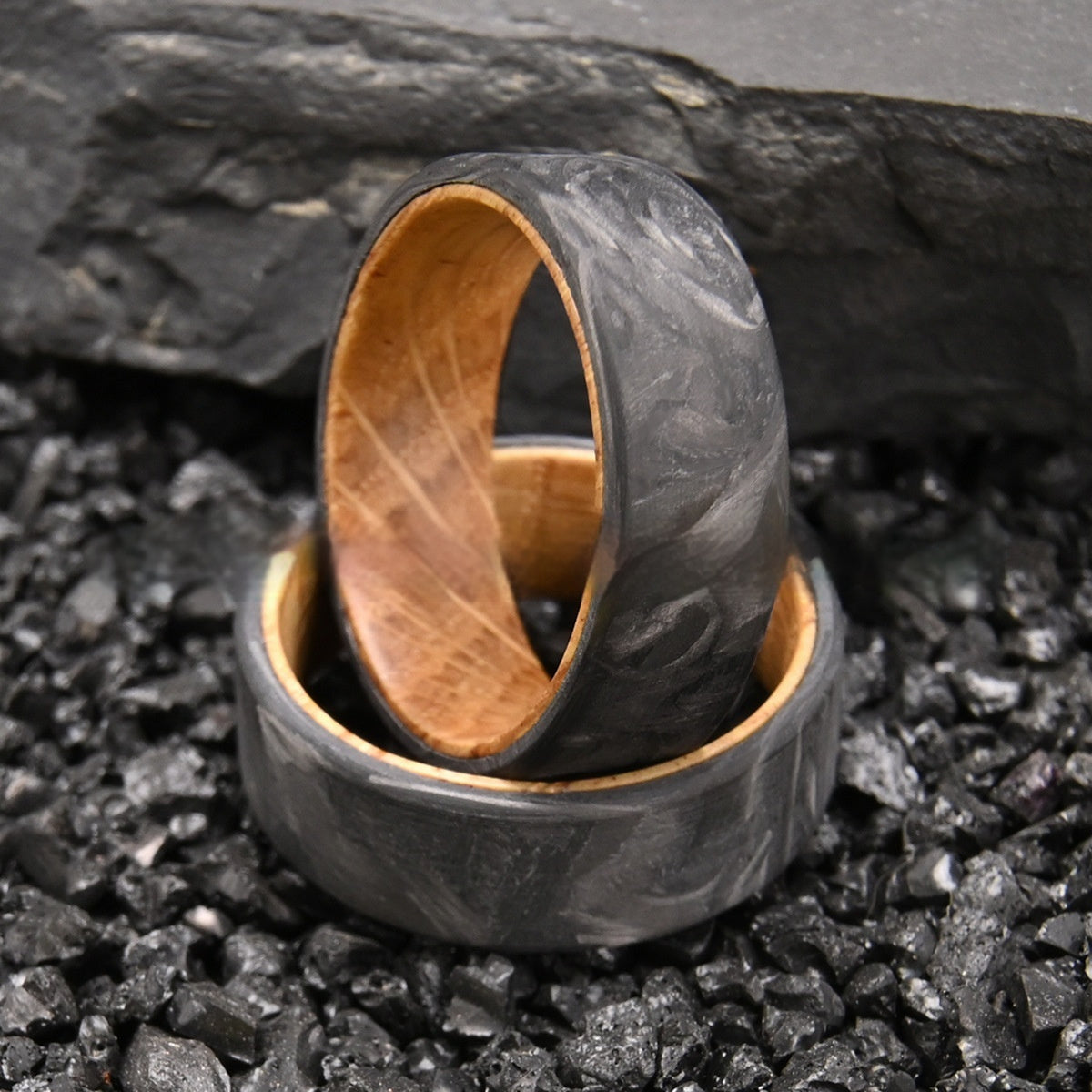 Wine Barrel Wood And Carbon Fiber Ring