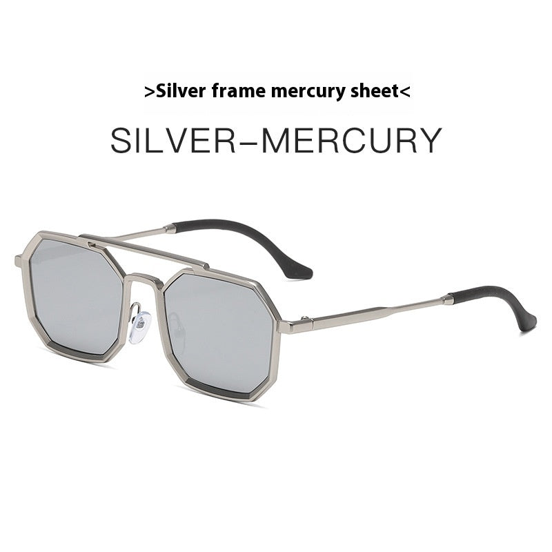 Steampunk Double Beam Sunglasses European And American Men's Metal Polygon Large Frame