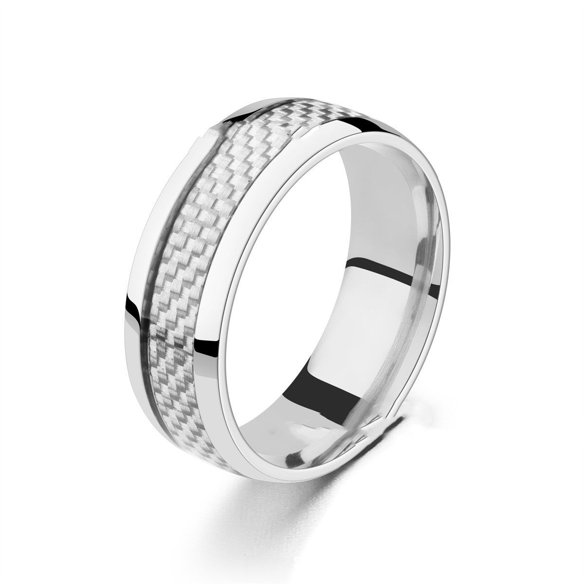 Titanium ring with drop in carbon fiber inlay