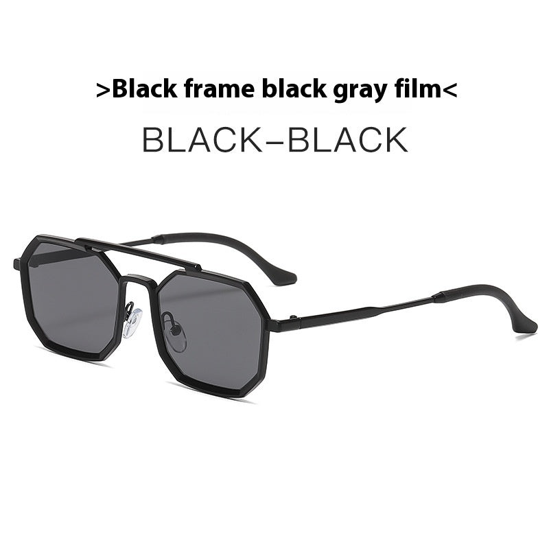 Steampunk Double Beam Sunglasses European And American Men's Metal Polygon Large Frame
