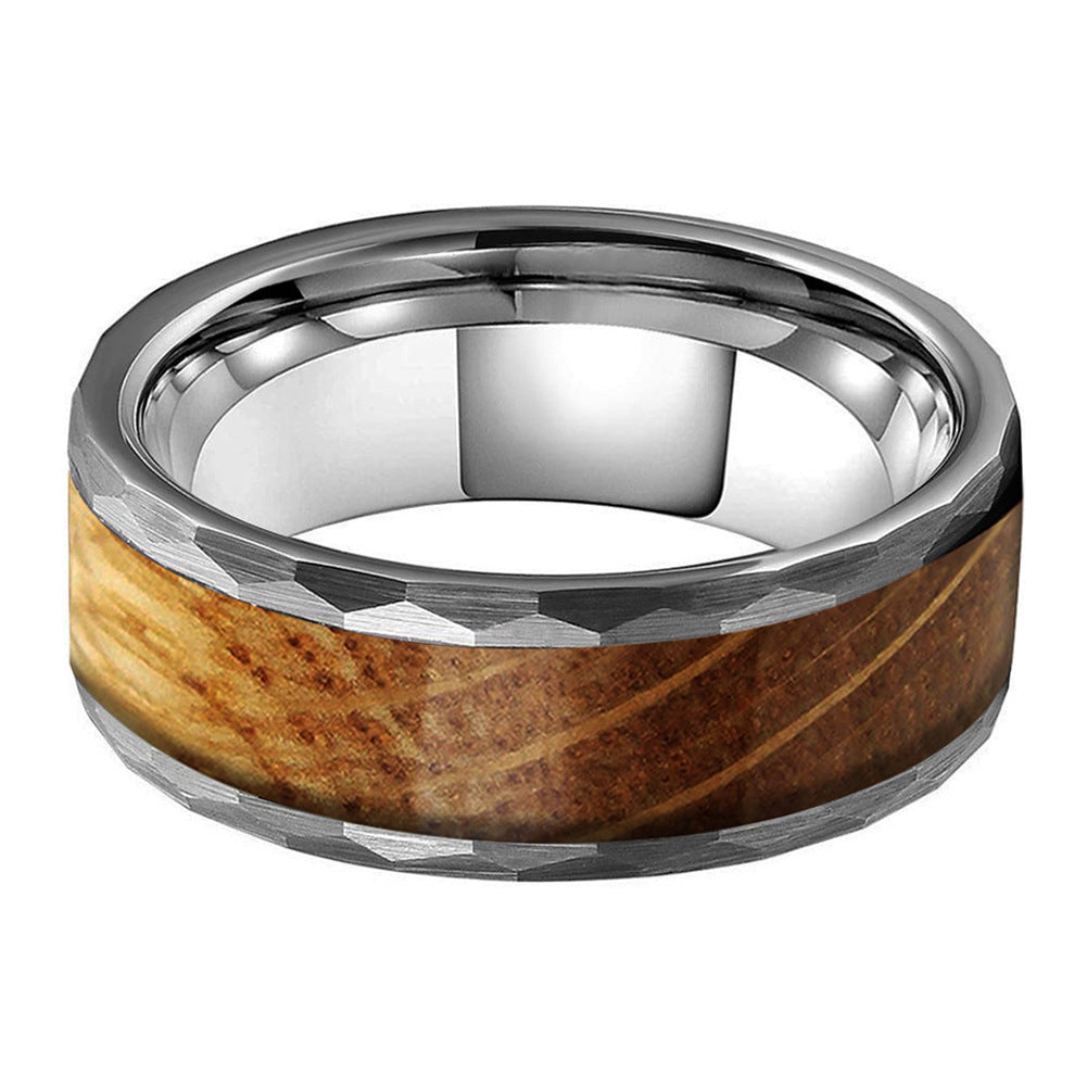8mm Two Sides Beating Inlaid Barrel Wood High Quality Ring European And American