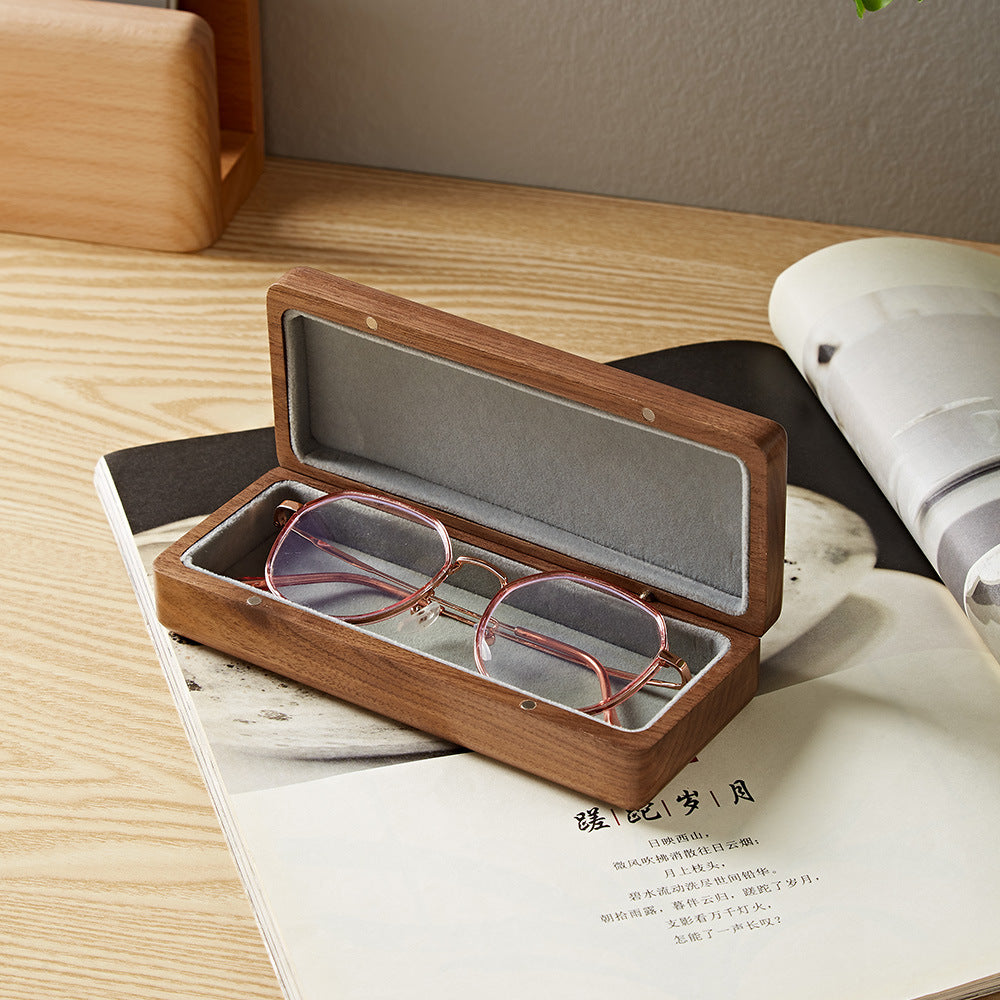 Solid Wood Glasses Case Black Walnut