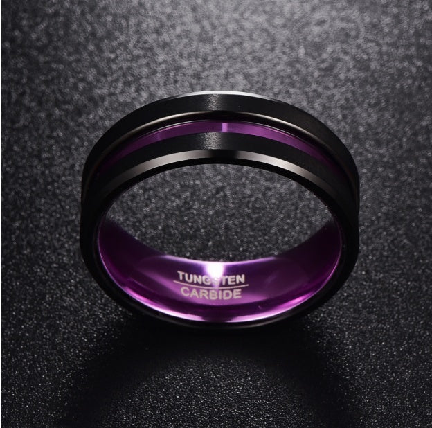 Purple and Black Tungsten Ring