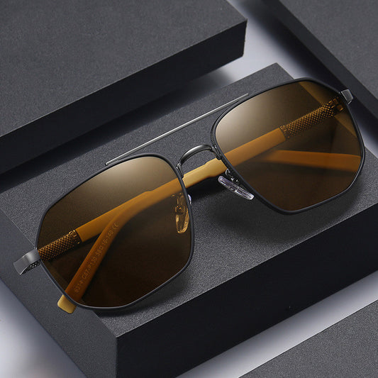 Aviator square sunglasses with geometric vibes