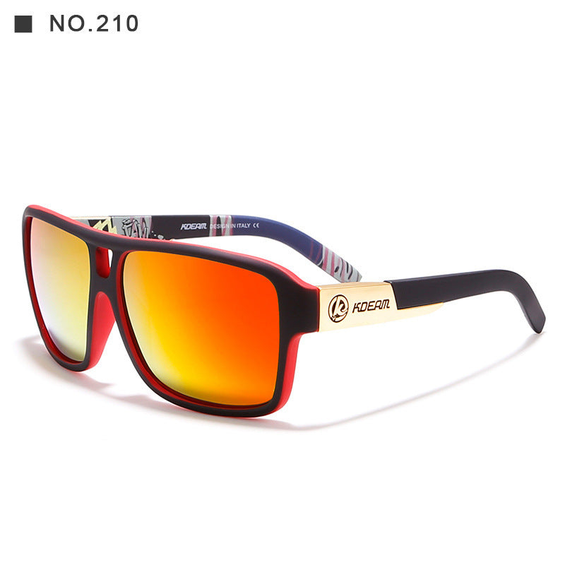 3   Square Sports Polarized Sunglasses European And American Colorful Big Frame Cycling Glasses