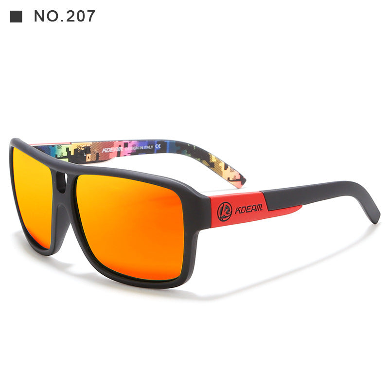 3   Square Sports Polarized Sunglasses European And American Colorful Big Frame Cycling Glasses