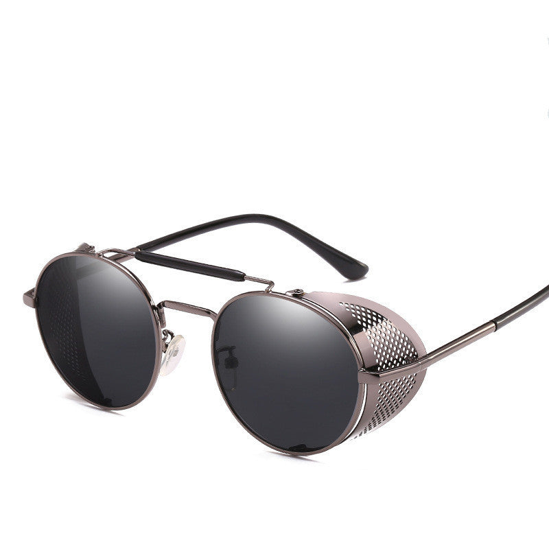 European And American New Style Steampunk Personality Windshield Round Retro Color Film Reflective Sunglasses