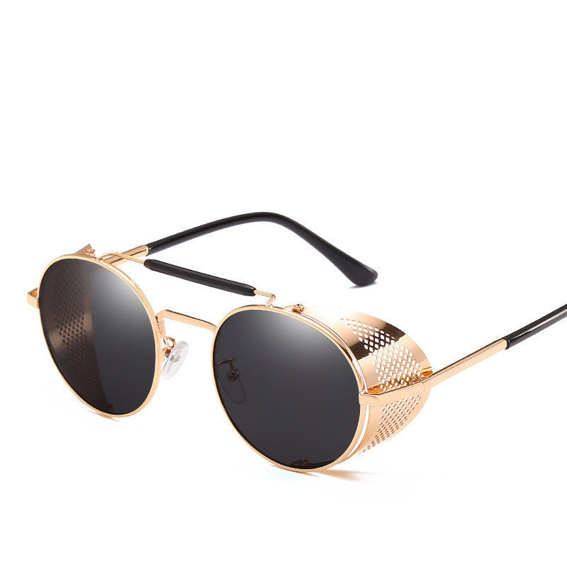 European And American New Style Steampunk Personality Windshield Round Retro Color Film Reflective Sunglasses