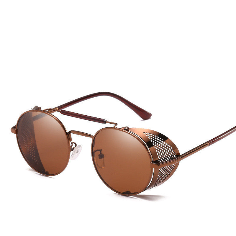 European And American New Style Steampunk Personality Windshield Round Retro Color Film Reflective Sunglasses