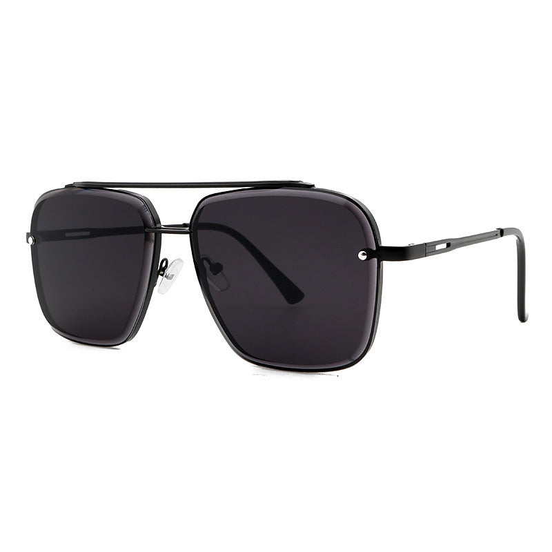 2       Fashion Double Beam Cut Edge Metal Sunglasses Men's