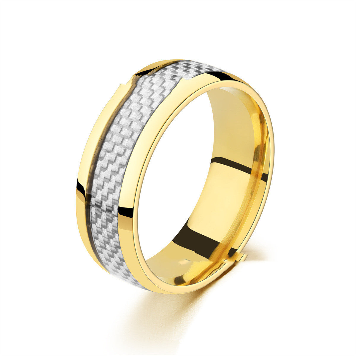 Titanium ring with drop in carbon fiber inlay