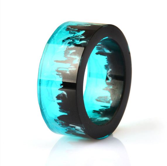 Blue Magic Forest Resin Ring