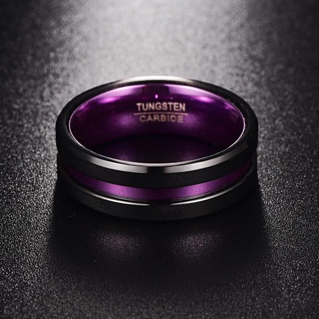 Purple and Black Tungsten Ring
