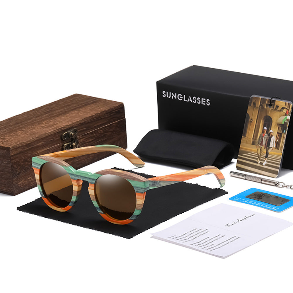 Bamboo frame Wayfarer style sunglasses With Box