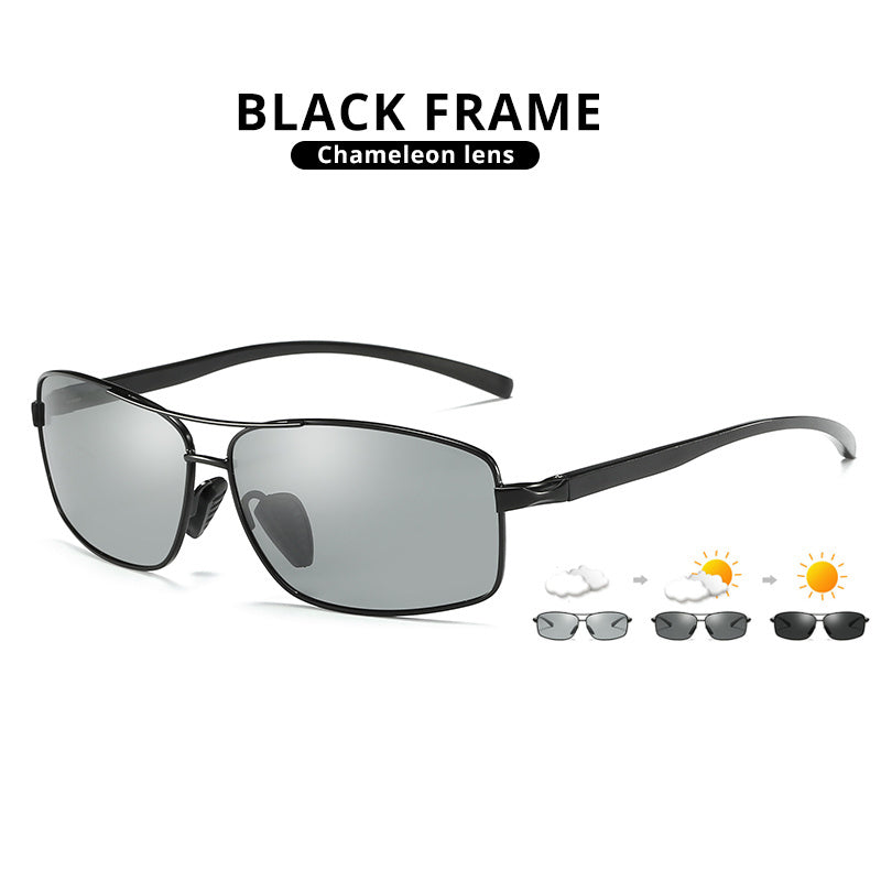 Photochromic/Auto darkening sunglasses full frame rectangle style dual bridge