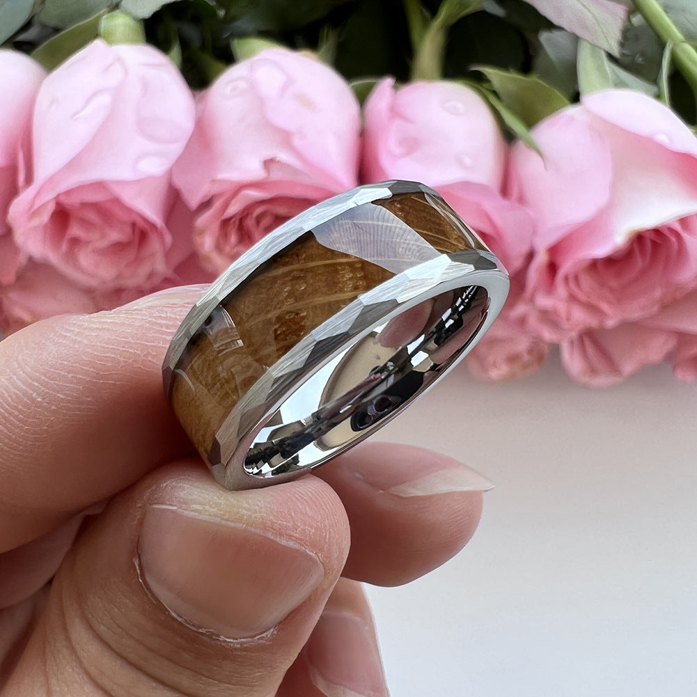 8mm Two Sides Beating Inlaid Barrel Wood High Quality Ring European And American