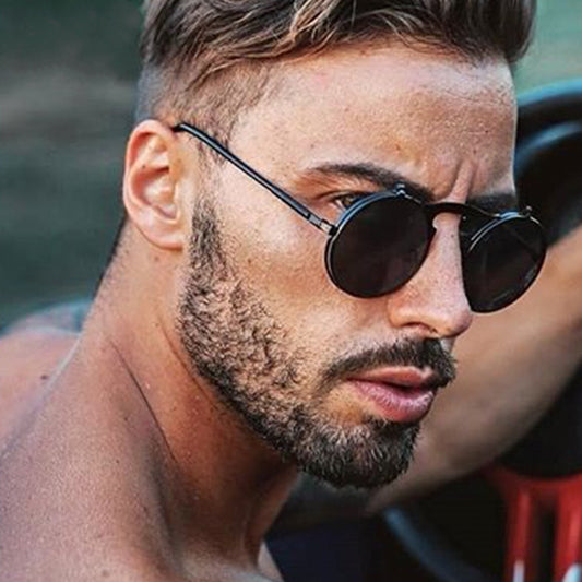 Flip top round sunglasses. Jeepers!