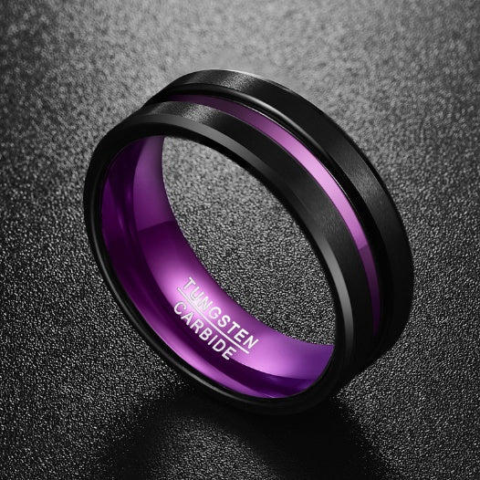 Purple and Black Tungsten Ring