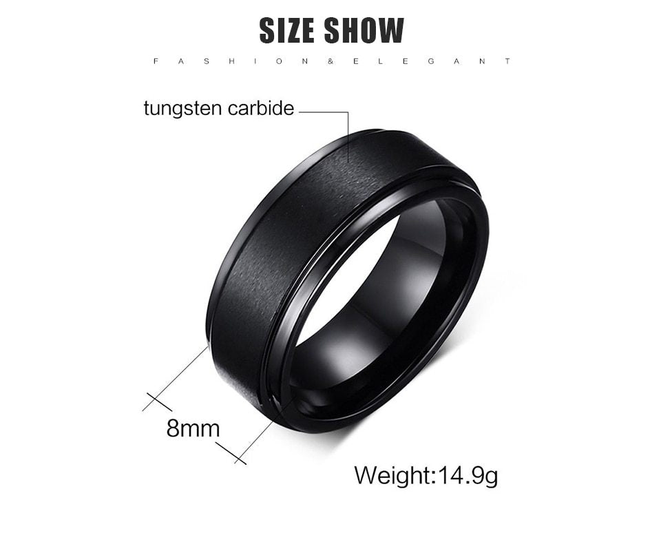 Black or Silver Tungsten Rings