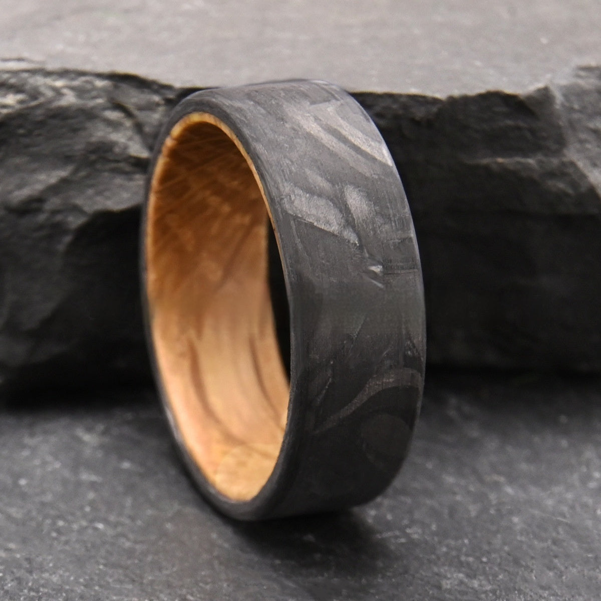 Wine Barrel Wood And Carbon Fiber Ring