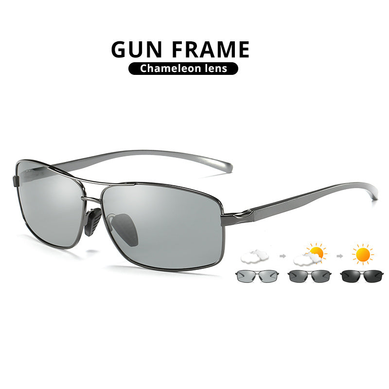 Photochromic/Auto darkening sunglasses full frame rectangle style dual bridge
