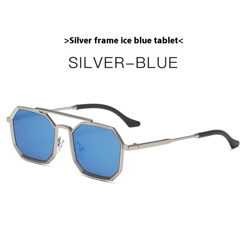 Steampunk Double Beam Sunglasses European And American Men's Metal Polygon Large Frame