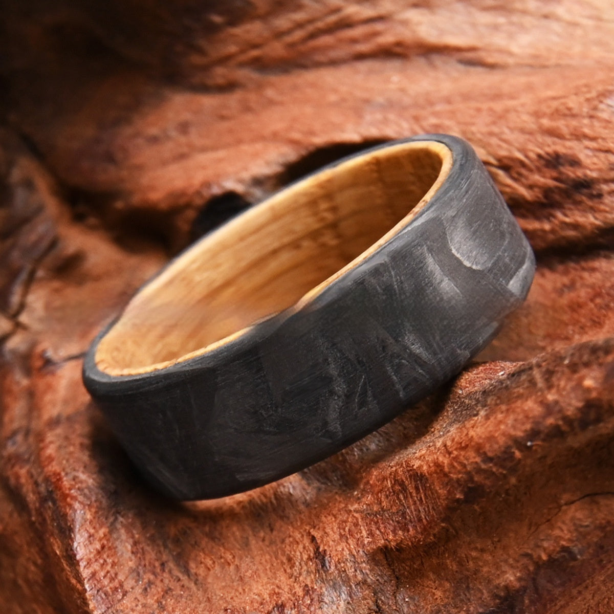 Wine Barrel Wood And Carbon Fiber Ring