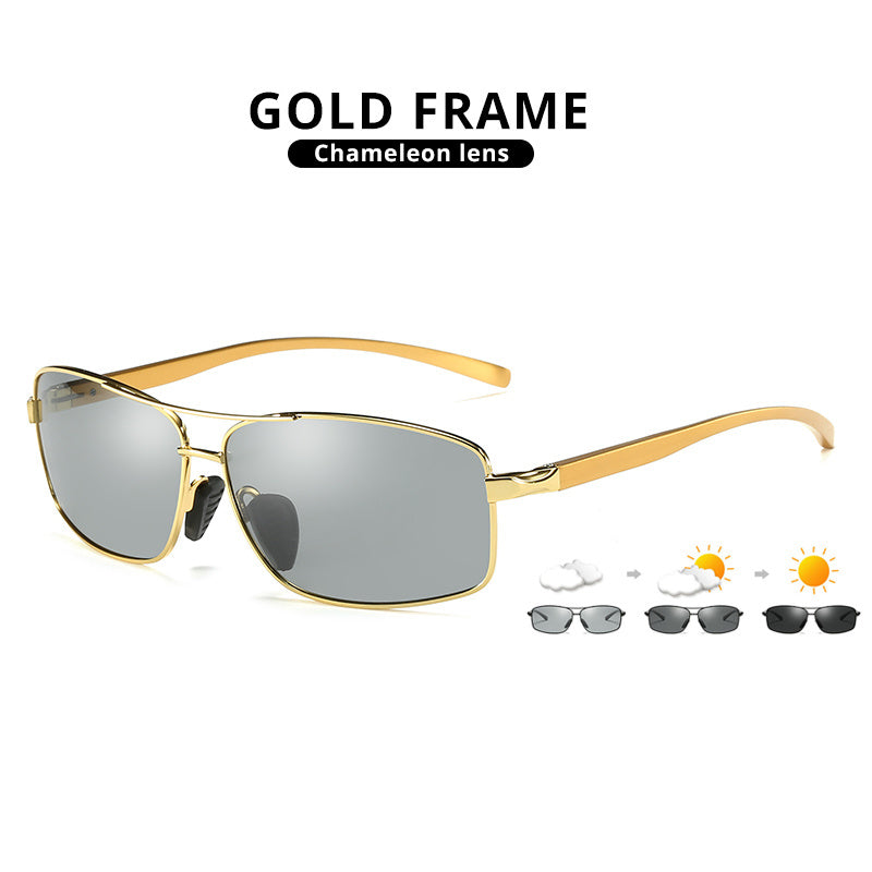 Photochromic/Auto darkening sunglasses full frame rectangle style dual bridge