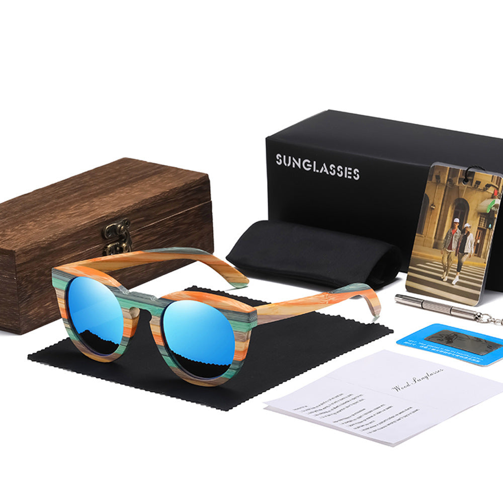 Bamboo frame Wayfarer style sunglasses With Box