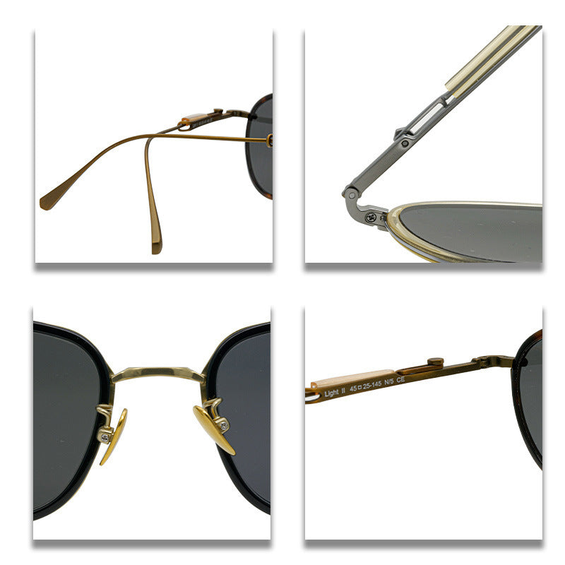 3    Classic Polarized Pure Titanium Polygon Frame Sunglasses
