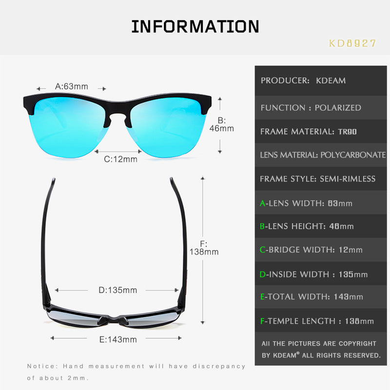 3    TR90 Half-frame Polarized Sunglasses European And American Men