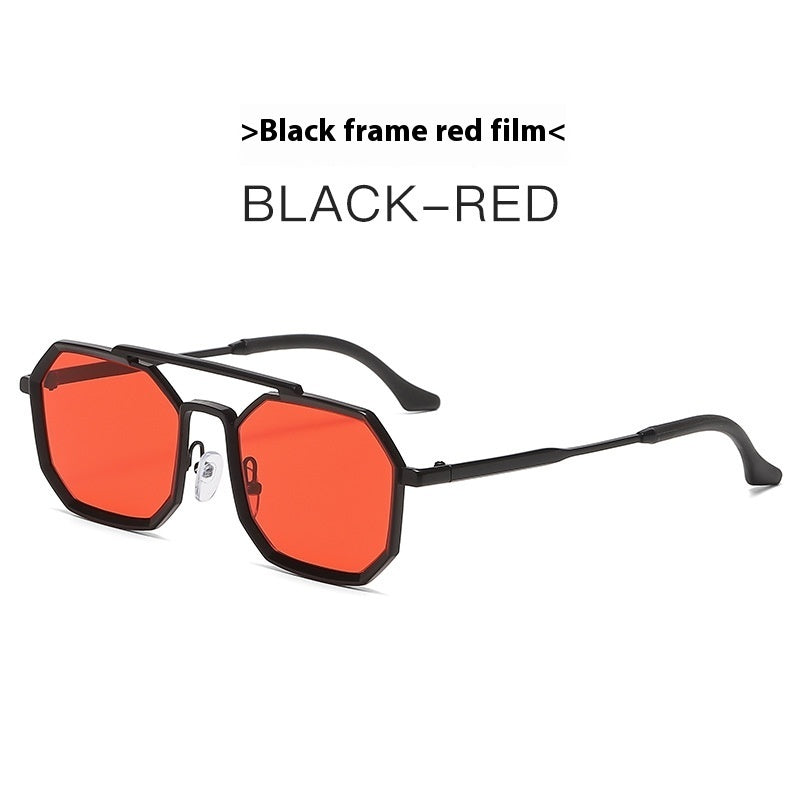 Steampunk Double Beam Sunglasses European And American Men's Metal Polygon Large Frame