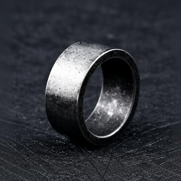 Rough Cut wide style men's ring Titanium
