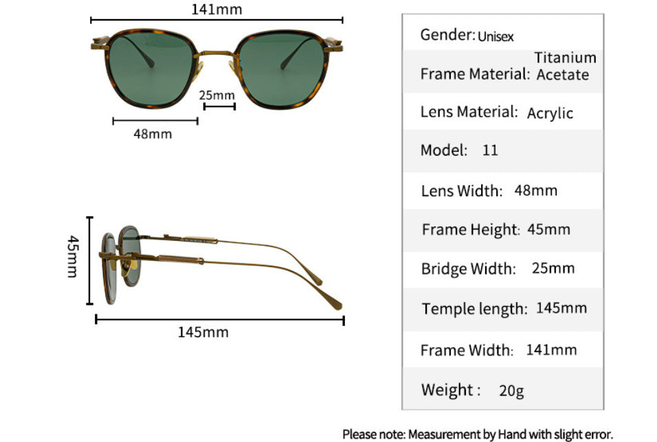 3    Classic Polarized Pure Titanium Polygon Frame Sunglasses
