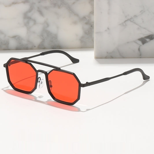 Steampunk Double Beam Sunglasses European And American Men's Metal Polygon Large Frame