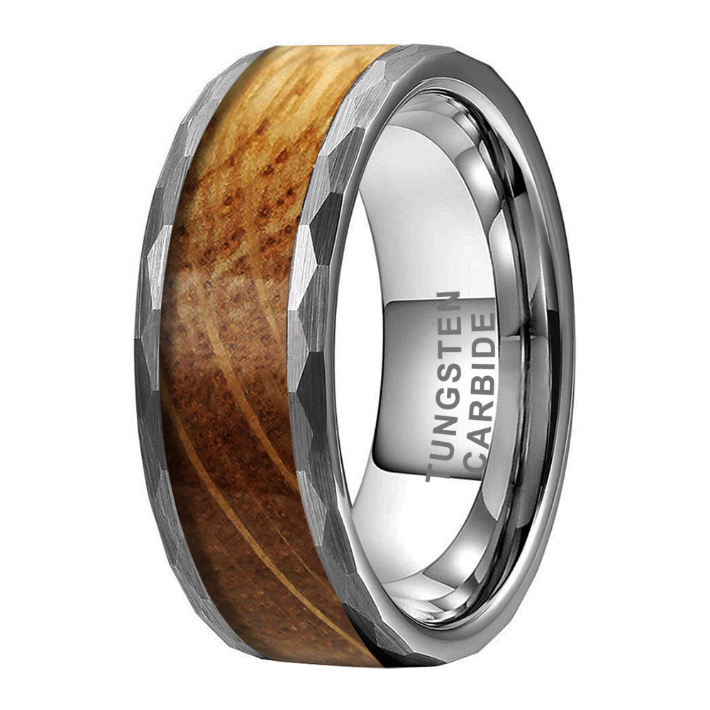 8mm Two Sides Beating Inlaid Barrel Wood High Quality Ring European And American